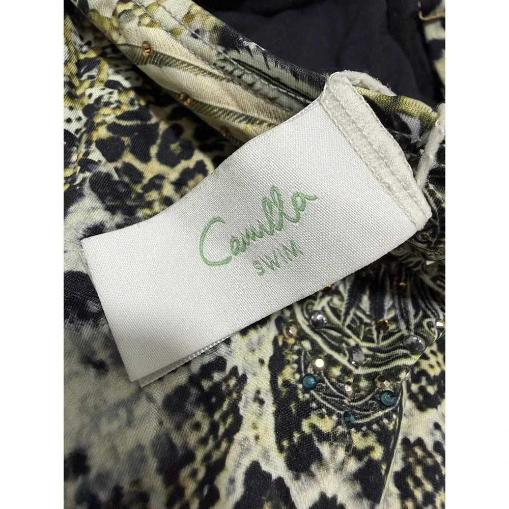 Camilla Moulded Plunge Animal Print Crystal One-Piece Swimsuit US‎ 6